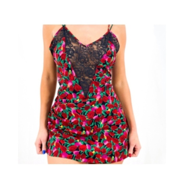 Victoria’s Secret vintage gold label floral slip with trim lace L - Picture 1 of 8